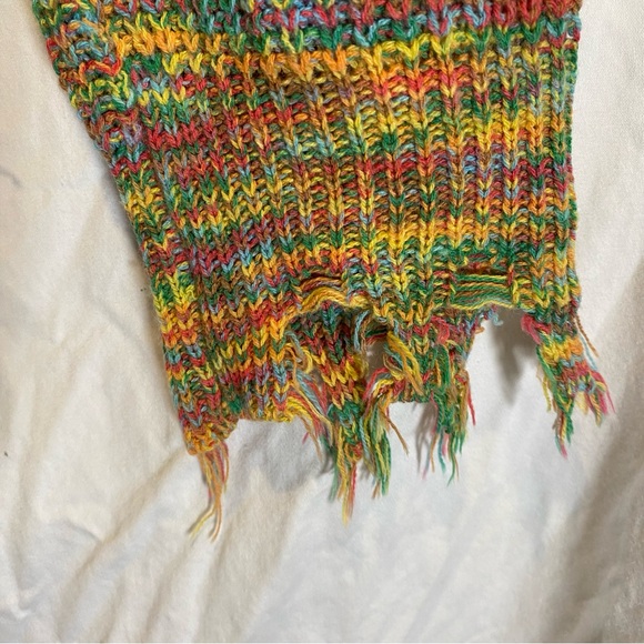 Haptics Multicolor Distressed Knit Sweater Rainbow Tattered Lightweight Small - Picture 4 of 6